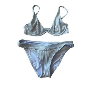 Hollister Light Blue Ribbed Underwire Bikini